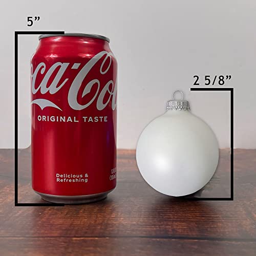 Christmas Tree Ornaments - 67Mm/2.625" Designer Glass Balls From Christmas By Krebs - Handmade Seamless Hanging Holiday Decorations For Trees - Set Of 8 (White Satin) #TOP3