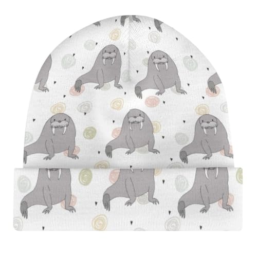 Seal and Walrus Pattern Kids Beanie Hat for for Girls Boys Children Cap Winter Knitted Chemo Cancer Headwear Accessories Gifts Decoration Black4