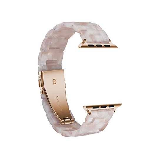 Herbstze Replacement Band For Iwatch, Resin Replacement Band With Metal Stainless Steel Buckle For Smartwatch Se Series 6 Series 5 Series 4 Series 3 Series 2 Series 1 (White, 38Mm/40Mm) #TOP2