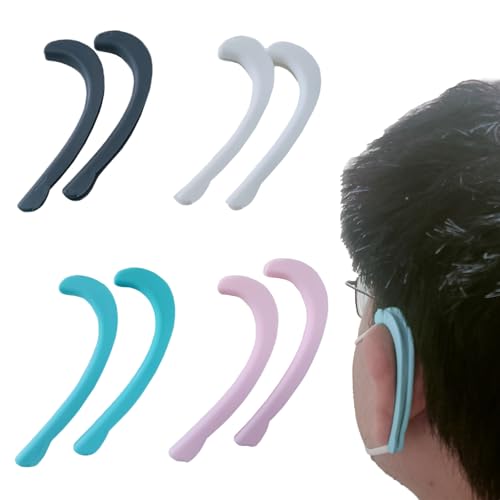 4Pair Mask Ear Protector Reusable Protector Hook Reduces Pain When Wearing Protectors Anti-Slip Earloop Relieve Discomfort Earmuffs Grip mask Lanyard Cap Soft Silicone Face Cover Hook for Kid Adults