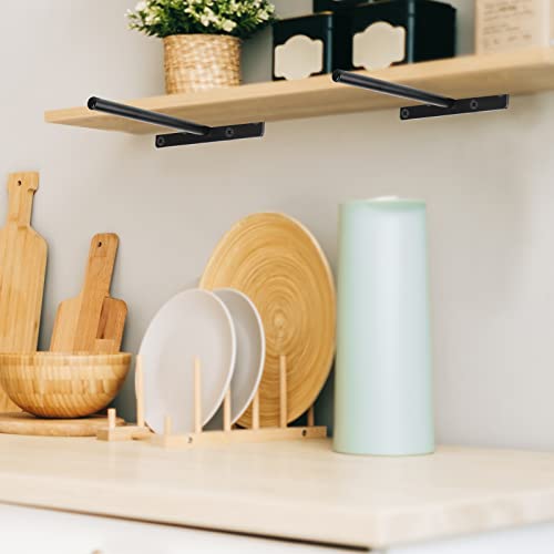 16 Pcs 5.9 Inch Floating Shelf Bracket Heavy Duty Floating Shelf Hardware Hidden Solid Mantel Brackets Black Blind Shelf Supports With Screws For Floating Wood Shelves Cedar Blocks Mantels #TOP5
