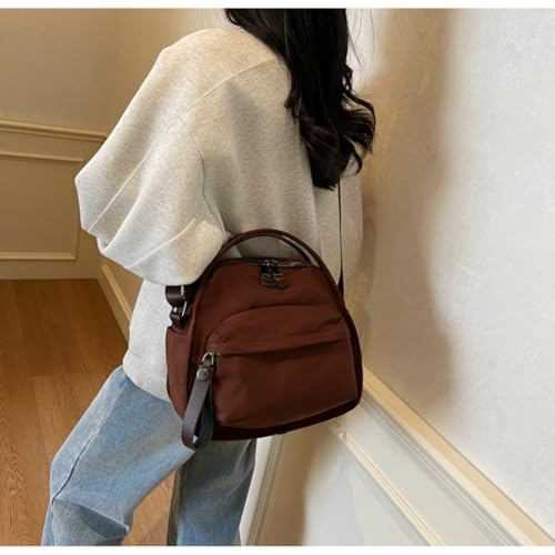 Nylon Tote Bag for Women Medium Multi-Pocket Top Handle Purse Lightweight Office Shoulder Handbag Retro Crossbody Bag3