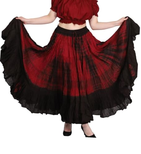 Wevez Women's 25 Yard Casual High Waist Long Maxi Skirt with Elastic Waistband Flared Cotton Skirts for Women