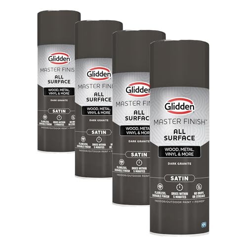 Image of Glidden Master Finish 12 oz. Satin Dark Granite Interior /Exterior All Surface Spray Paint and Primer (Pack of 4)