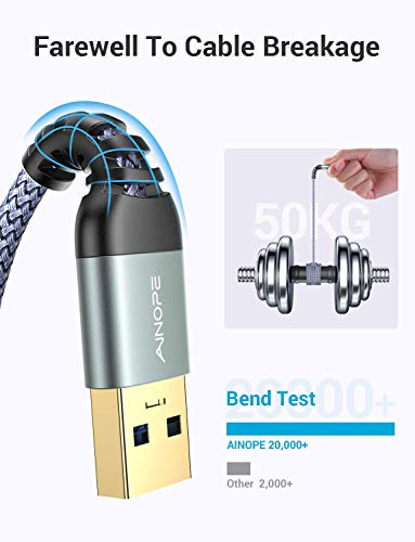 Image of AINOPE USB to USB Cable, 1.5FT*2Pack USB 3.0 A to A Male to Male Cable [Never Rupture] Double End Type A Cord for Data Transfer, Compatible with Hard Drive Enclosures, Laptop Cooler, KVM, DVD Player