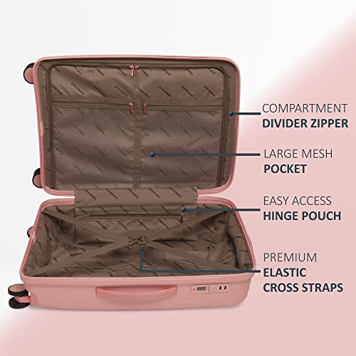 Image of ROMEING Sicily 20 inch, Polypropylene Luggage, Hard Sided, (Pink 55 cms) Small Cabin Trolley Bag | 8 Spinner Smooth Wheels | TSA Lock | Unbreakable | Men & Women & Kids