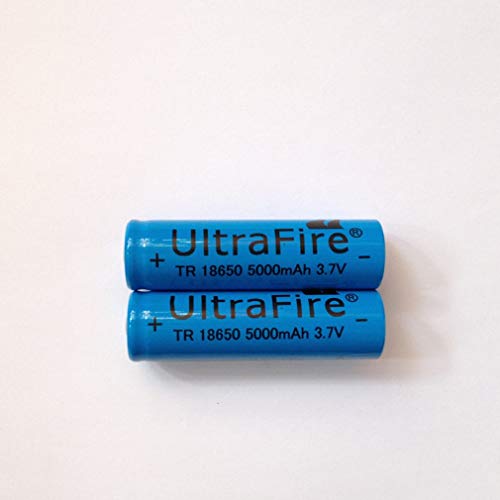 Batteries Rechargeables Li-ION 5000mAh Grande capacité Lithium Batterie Bouton Top Batteries 3.7v Piles Rechargeable Batteries pour Lampe de Poche LED Lampe,18x65mm (2 Pcs) Cover