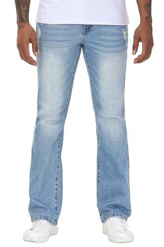 Men's Stretch Regular Fit Bootcut Flared Jeans Cotton Fashion Comfort Flex Waist Denim Pants