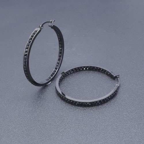 2 Inch Large Hoop Earrings for Women Stainless Steel Hypoallergenic Big Hoop Earrings Cubic Zircon Hoops Rhinestone Inside-Out Crystal Ear Ring Jewelry Gifts for Sensitive Ears 50mm4