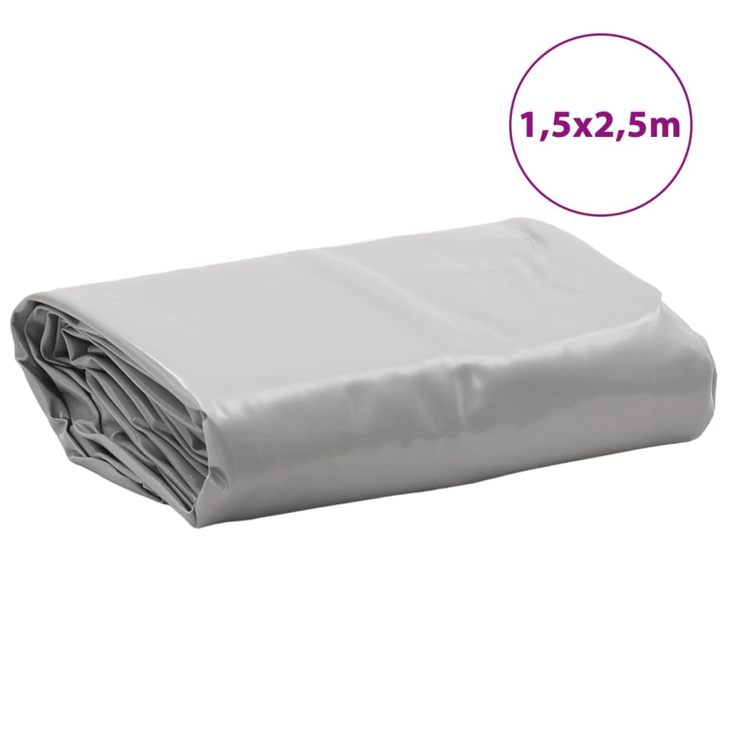 Mangloder Telone grigio in tela con rivestimento in PVC, 1,5 x 2,5 m, 650 g/m², impermeabile, antistrappo, resistente alle intemperie, resistente ai raggi UV, per giardino, campeggio, auto, barca