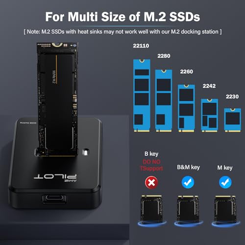 Image of M.2 NVMe SATA to USB C Dock 10Gbps SSD Reader M2 External Adapter | M /B+M Key PCIE and NGFF SSD Docking for External Storage & Data Recovery, Size for 2230-22110 Enclosure, Laptop, PC - Plastic