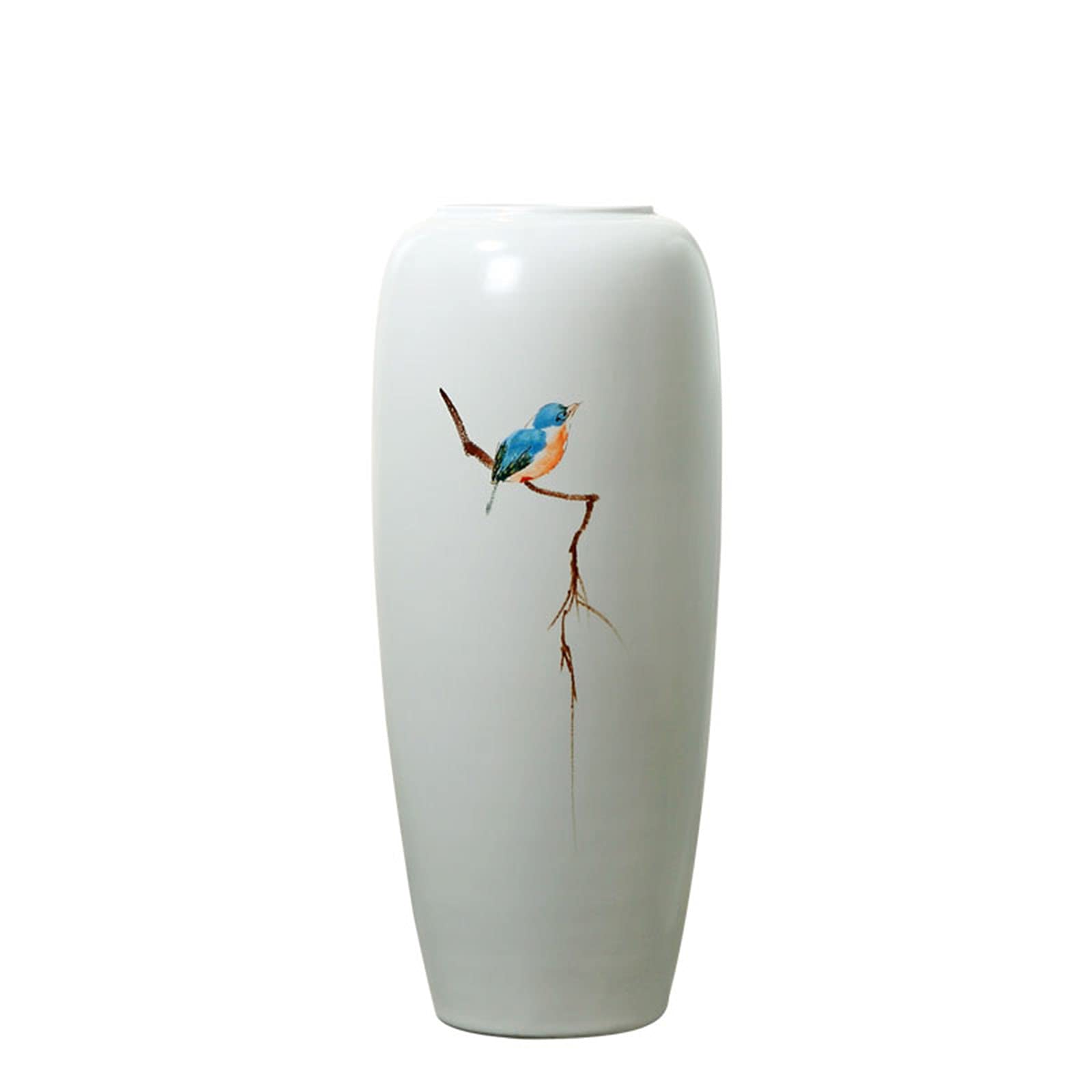asdchZen Vintage Large Vase, White Ceramic Vase Hotel Corridor Corner Vase Floor-Standing Decorative Vase,26 * 60CM