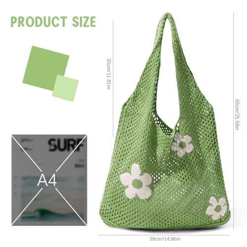 Image of PALAY Crochet Tote Bag Shoulder Bag Floral Hand Bag Hollow Out Bag Casual Tote Bag Multi-Purpose Crochet Travel Tote Bags for Women Office Use, College