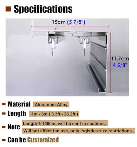 Rail de rideau personnalisable pour plafond suspendu de 2,4 m - Séparateur de pièce pour douches et salles de séjour - 245 cm - Facile à installer - Solution décorative polyvalente et élégante