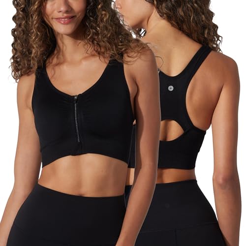 90 Degree By Reflex Women's 2 Pack Maternity Nursing Bra with Front Zip Seamless Post Surgery Sports Bra