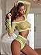 Bommi Fairy Damen Sexy Set Mesh Dessous Set Fischnetz Babydoll Mini Kleid Free Size Bodysuit Nachtwäsche Unterwäsche Sexy Perspektiv Erotische Dessous Lingerie Erotik Reizwäsche (Gelb)