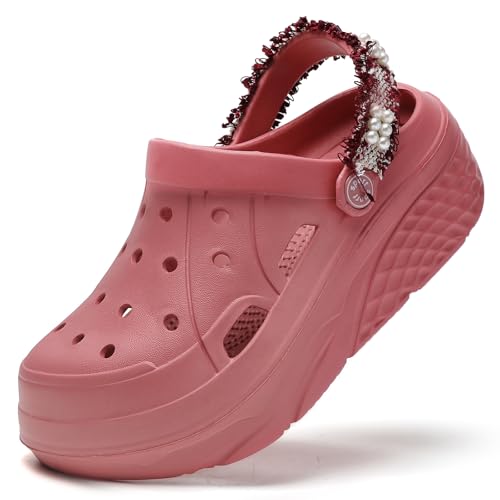 Image of FLIOZY Women's Gardener Platform Clogs Slippers Hight Heels Mules Clog Wedge Sandals Outdoor Beach Shoes