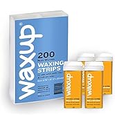 waxup Honey Roll On Wax 4 Pack and 200 Wax Strips, Pro Refill, Hot Hair Removal Wax Cartridge, De...