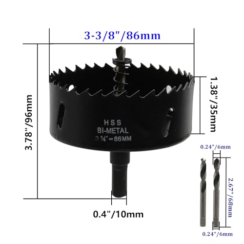 Image of 3-3 /8 inch /86mm BI-Metal Hole Saw Hole Saw for Thin Metal Wood and Plastic Cutting