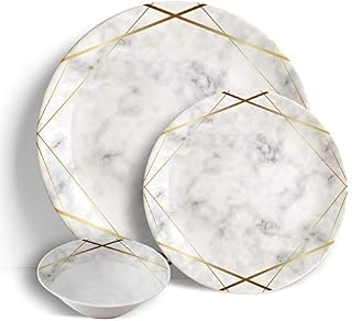 Sabella Home - 18 Piece Dinner Set - Gold Marble