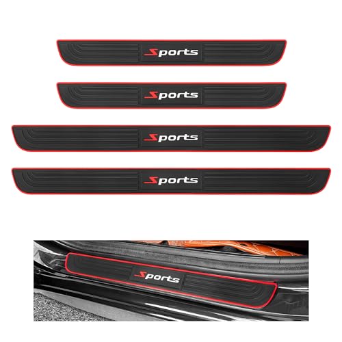 4PCS Car Door Sill Protector,Anti-Scratch Rubber Car Door Protector Edge Guards for Door Steps,Universal Automotive Exterior Accessories Waterproof Door Threshold Strips (Sport, Width 1.57")