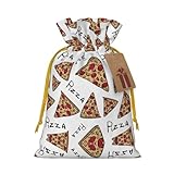 Bolsas de regalo con cordón con estampado de pizza, para temporada de vacaciones, cumpleaños, aniversarios y cualquier ocasión especial