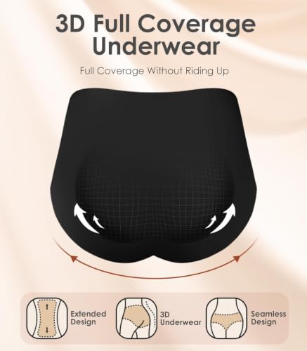 Image of Kalapa Seamless Womens Underwear High Waisted No Show Briefs Silky Stretch Breathable Full Coverage Ladies Panties Multi Pack