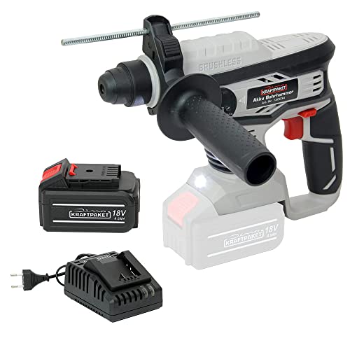 Dino KRAFTPAKET 18V-22 Bürstenloser Akku Bohrhammer SDS-plus (2.2 Joule, Beton: 22mm) Schlagbohrmaschine mit…