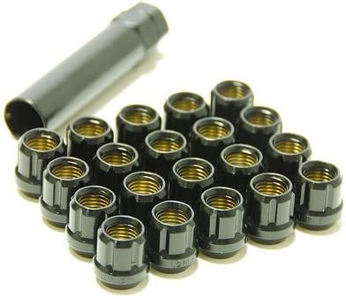 Muteki 31885B Black 12mm x 1.25mm Open End Lightweight Spline Drive Lug Nut Set with Key, (Set of 20)