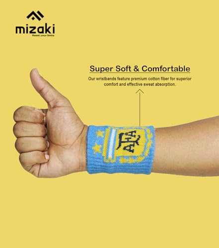 Image of Mizaki Super Comfert Wristband for All Sports - Stretchable, Super Sweat Absorbent Supports for Wrist (Blue)