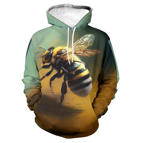 YYZOVBNN Sudadera con Capucha con Estampado 3D de Abejas y Animales creativos para Hombre y Mujer, Ropa Informal Holgada.