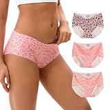 INNERSY Women's Seamless No Show Hipster Panties Invisible Light Underwear 3-Pack(Pink Leopard,Medium)