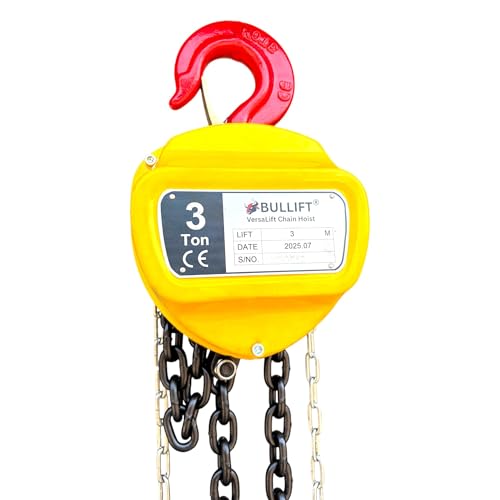Image of BULLIFT 3 Ton Chain Block - 3 Meter Lift | Heavy-Duty Manual Chain Hoist for Industrial, Construction & Warehouse Lifting