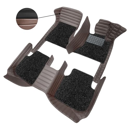 Image of Premium 9D Car Foot Mats |Waterproof & Dustproof | Anti-Skid Floor Mats for Car | Easy to Clean | Luxury Car Interior Mats Compatible with Mahindra XUV 3XO (Manual) 2024 - Coffee