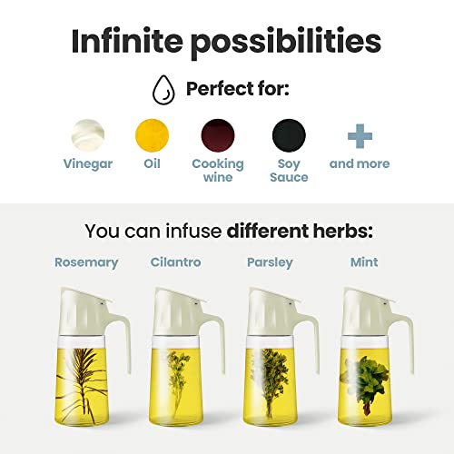 Novart Cooking Oil Dispenser Bottle For Kitchen - Olive Oil Dispenser And Infuser Bottle - 17Oz Oil Bottle - Drizzle Soy Sauce, Coffee Syrup, And Dressing - Drip-Free And Auto-Open Lid - White #TOP4