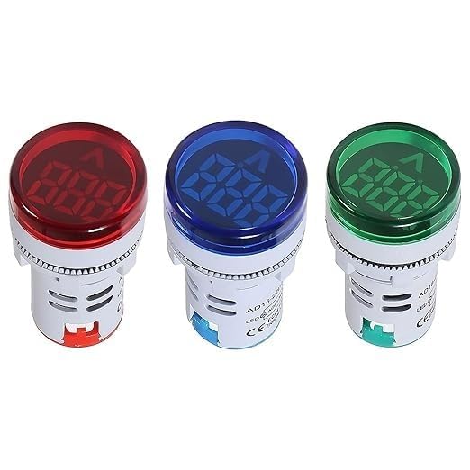 XYNO 3PCS LED AC Voltage Meter Indicator Lights, 60-500V Digital Voltmeter Display, Panel Mount Signal Lamp (Red, Yellow, Blue)-image-27