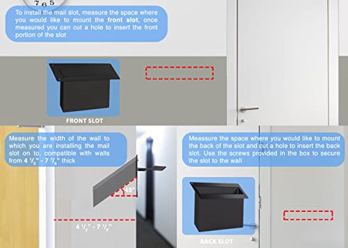 Durabox Through The Wall Mail Slot Two Piece Deposit Chute Drop For Documents, Mail, Checks, Payments D100 (Black) #TOP4