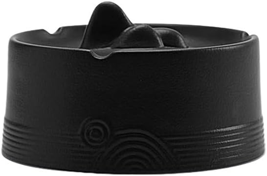 Ashtrays Ceramic Ashtray with Lid Desktop AshTrays for Indoor and Outdoor Home Office Garden Cafe Decorations Smoking Holder Home Ashtrays(Black)