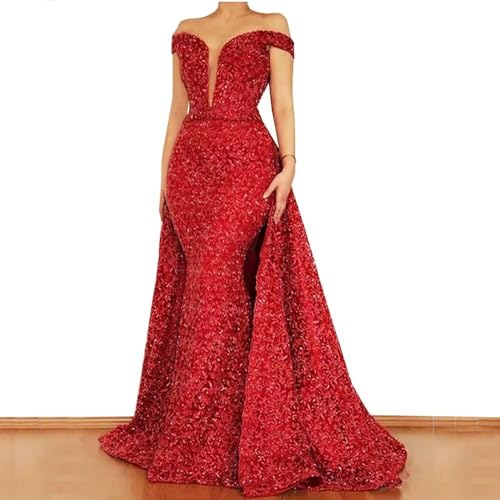 Off Shoulder Sequin Prom Dresses 2024 with Detachable Mermaid Ball Gown Sparkly Formal Dresses with Cape3