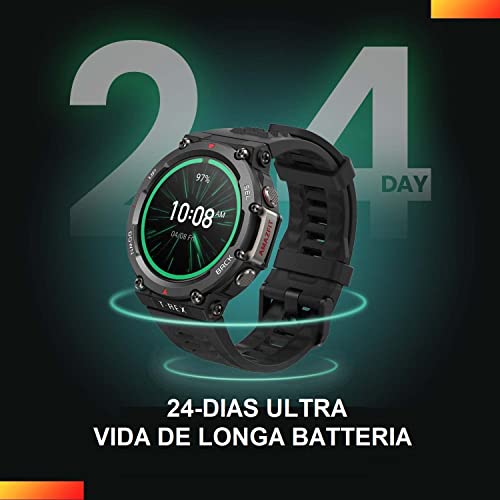 Amazfit T-Rex 2 Smart Watch for Men, Posicionamento de banda dupla e 5 satélites, Operação de temper