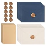Briefpapier mit Umschlag 35 Stück Briefpapier Set mit 10 Umschläge und 10 Wachssiegel Selbstklebend und 15 A5 Briefpapier Vintage Papier Liebesbrief für Geburtstag Hochzeits Einladung