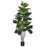 Woooow 6 Feet Artificial Fiddle Leaf Fig Tree in Planter,Artificial Tree Beautiful Fake Plant Fiddle Leaf Indoor/Outdoor UV Resistant Tree for Living Room Balcony Corner Decor