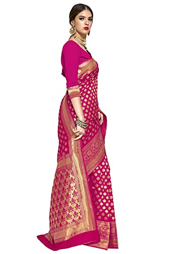 Glory Sarees Women's Woven Pure Soft Kanjivaram Silk Saree Banarasi Style With Blouse Piece for Wedding (kara115rani_Rani)