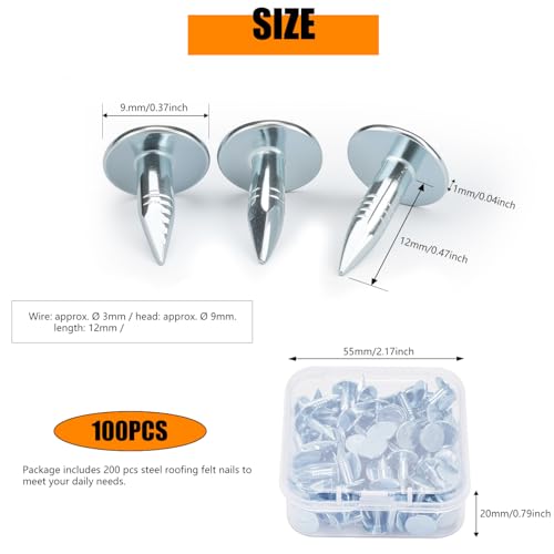 oumuik 100 Stück Dachpappennägel/Filznägel, Dachnägel für Filz für Schuppen, Nägel für Holz…