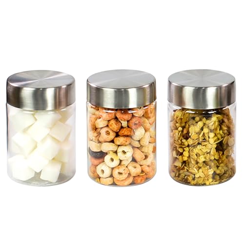 Image of PEARLPET Plus Range Plastic Storage Jars & Containers For Kitchen |Stackable |Air Tight| Steel Cap Jar, Food Grade | Bpa-Free |3 pieces of 300 Ml