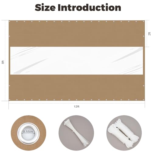 Upgraded Clear Vinyl Outdoor Curtains for Patio Waterproof, Clear Vinyl Patio Enclosure, Heavy Duty Tarp with Grommets, Rope and Zip Ties for Porch, Pergola, Gazebo, Balcony(8'H x 12'W) by Bstge - Image 3
