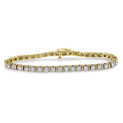 Original Classics Yellow Plated Sterling Silver Round-Cut Diamond Bracelet (1.03 cttw, H-I Color, I2-I3 Clarity)