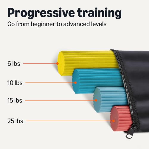 Image of Amazon Basics Flexible Resistance Bar Set of 4, Wrist and Forearm Strengthening Exercise Bars for Physical Training