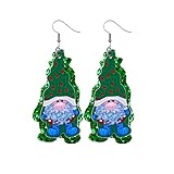 Yowablo Weihnachts-Leder-Ohrringe Leder-Tropfen-Ohrringe Festliche Ohrringe aus Kunstleder Muschel Ohrringe