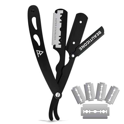 BEAUTICONE Straight Razors for Men, Straight Edge Razor, Single Blade, Stainless Steel, Barber Razor for Men's Shaving, Barber Shaving Knife, Swinglock